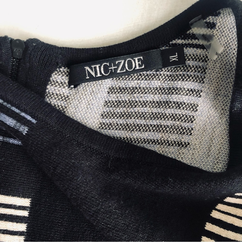 NIC+ZOE Black and Gray Striped Midi Dress NWT - Picture 6 of 15